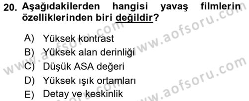 Temel Fotoğrafçılık Dersi 2015 - 2016 Yılı (Final) Dönem Sonu Sınav Soruları 20. Soru