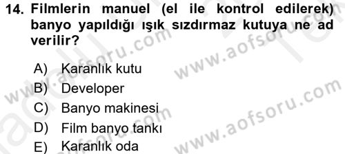 Temel Fotoğrafçılık Dersi 2015 - 2016 Yılı Tek Ders Sınav Soruları 14. Soru