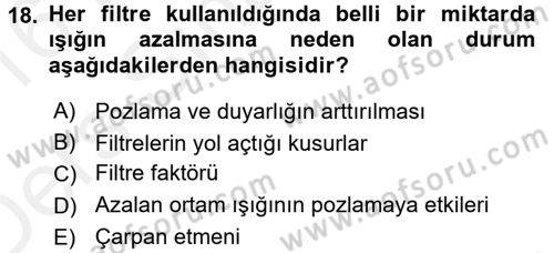 Temel Fotoğrafçılık Dersi 2015 - 2016 Yılı Tek Ders Sınav Soruları 18. Soru