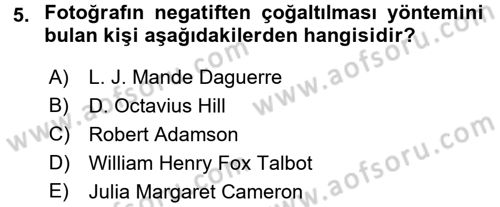 Temel Fotoğrafçılık Dersi 2015 - 2016 Yılı Tek Ders Sınav Soruları 5. Soru