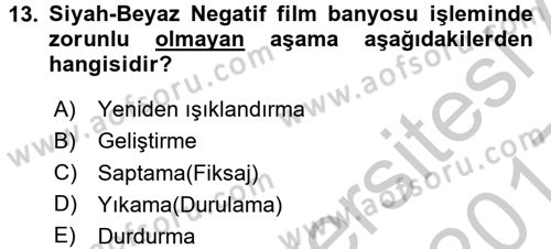 Temel Fotoğrafçılık Dersi 2016 - 2017 Yılı 3 Ders Sınav Soruları 13. Soru