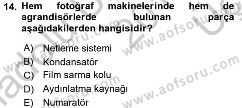Temel Fotoğrafçılık Dersi 2016 - 2017 Yılı 3 Ders Sınav Soruları 14. Soru