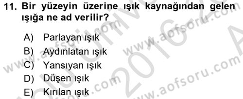 Temel Fotoğrafçılık Dersi Ara Sınavı Deneme Sınav Soruları 11. Soru