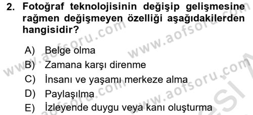 Temel Fotoğrafçılık Dersi Ara Sınavı Deneme Sınav Soruları 2. Soru