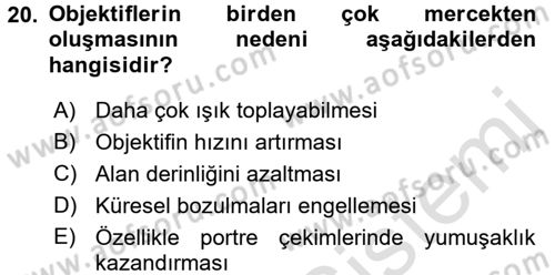 Temel Fotoğrafçılık Dersi 2016 - 2017 Yılı (Vize) Ara Sınav Soruları 20. Soru