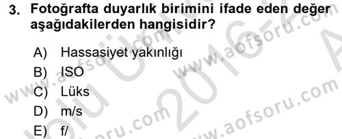 Temel Fotoğrafçılık Dersi Ara Sınavı Deneme Sınav Soruları 3. Soru