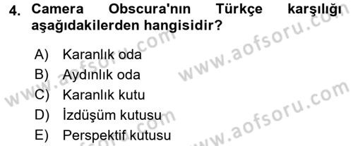 Temel Fotoğrafçılık Dersi Ara Sınavı Deneme Sınav Soruları 4. Soru