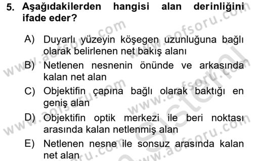 Temel Fotoğrafçılık Dersi Ara Sınavı Deneme Sınav Soruları 5. Soru