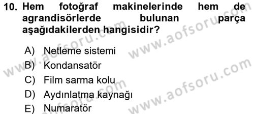 Temel Fotoğrafçılık Dersi 2016 - 2017 Yılı (Final) Dönem Sonu Sınav Soruları 10. Soru
