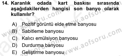 Temel Fotoğrafçılık Dersi 2017 - 2018 Yılı 3 Ders Sınav Soruları 14. Soru