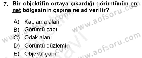 Temel Fotoğrafçılık Dersi 2017 - 2018 Yılı 3 Ders Sınav Soruları 7. Soru