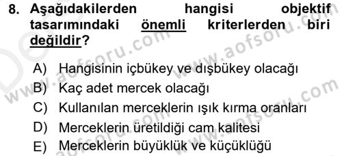 Temel Fotoğrafçılık Dersi 2017 - 2018 Yılı 3 Ders Sınav Soruları 8. Soru