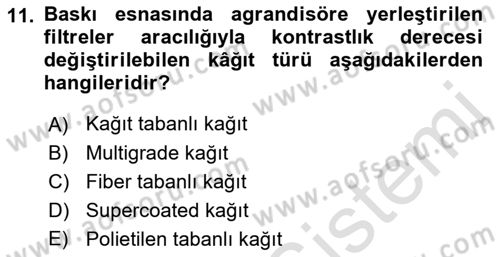 Temel Fotoğrafçılık Dersi 2018 - 2019 Yılı 3 Ders Sınav Soruları 11. Soru