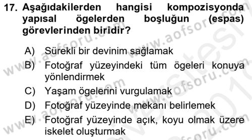 Temel Fotoğrafçılık Dersi 2018 - 2019 Yılı (Vize) Ara Sınav Soruları 17. Soru