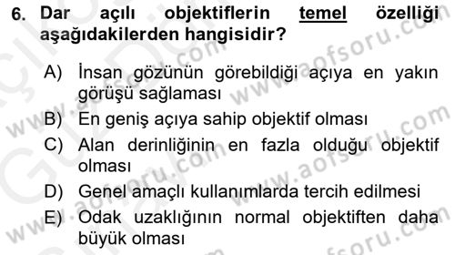 Temel Fotoğrafçılık Dersi 2018 - 2019 Yılı (Vize) Ara Sınav Soruları 6. Soru
