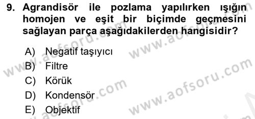 Temel Fotoğrafçılık Dersi 2018 - 2019 Yılı (Final) Dönem Sonu Sınav Soruları 9. Soru