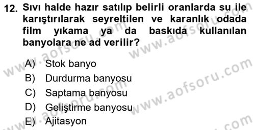 Temel Fotoğrafçılık Dersi 2018 - 2019 Yılı Yaz Okulu Sınav Soruları 12. Soru