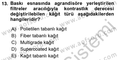 Temel Fotoğrafçılık Dersi 2018 - 2019 Yılı Yaz Okulu Sınav Soruları 13. Soru