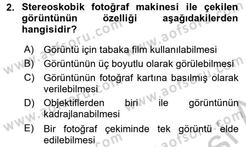 Temel Fotoğrafçılık Dersi 2018 - 2019 Yılı Yaz Okulu Sınav Soruları 2. Soru
