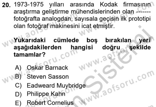 Temel Fotoğrafçılık Dersi 2018 - 2019 Yılı Yaz Okulu Sınav Soruları 20. Soru
