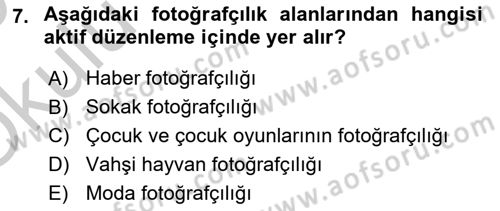 Temel Fotoğrafçılık Dersi 2018 - 2019 Yılı Yaz Okulu Sınav Soruları 7. Soru