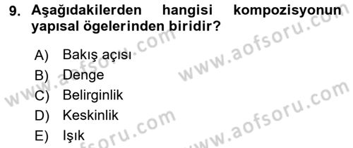 Temel Fotoğrafçılık Dersi 2018 - 2019 Yılı Yaz Okulu Sınav Soruları 9. Soru