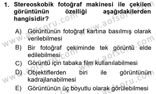Temel Fotoğrafçılık Dersi Ara Sınavı Deneme Sınav Soruları 1. Soru