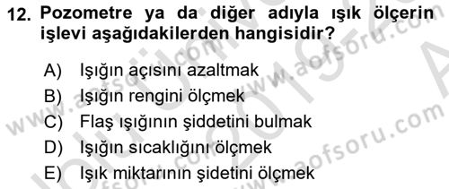 Temel Fotoğrafçılık Dersi Ara Sınavı Deneme Sınav Soruları 12. Soru
