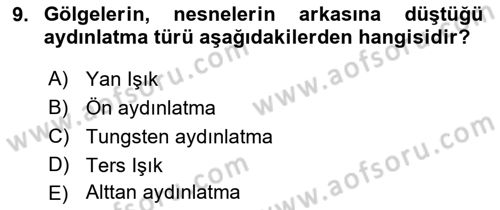 Temel Fotoğrafçılık Dersi Ara Sınavı Deneme Sınav Soruları 9. Soru