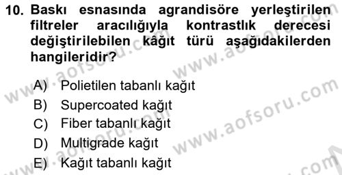 Temel Fotoğrafçılık Dersi 2019 - 2020 Yılı (Final) Dönem Sonu Sınav Soruları 10. Soru