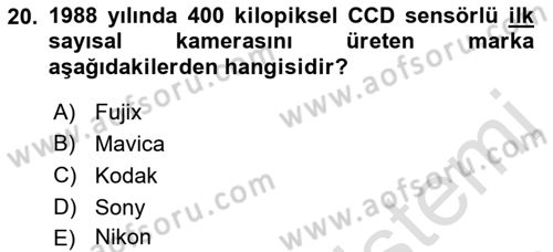 Temel Fotoğrafçılık Dersi 2019 - 2020 Yılı (Final) Dönem Sonu Sınav Soruları 20. Soru