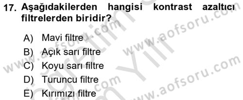 Temel Fotoğrafçılık Dersi 2020 - 2021 Yılı Yaz Okulu Sınav Soruları 17. Soru