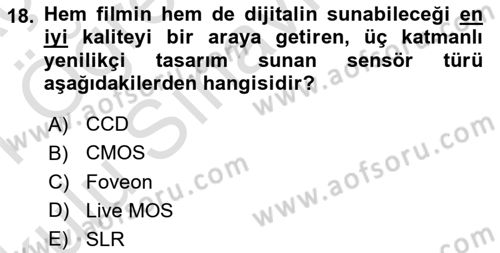 Temel Fotoğrafçılık Dersi 2020 - 2021 Yılı Yaz Okulu Sınav Soruları 18. Soru