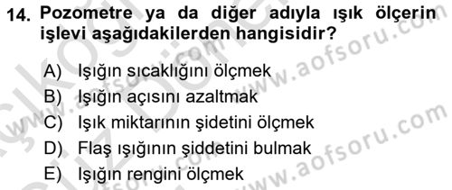 Temel Fotoğrafçılık Dersi Ara Sınavı Deneme Sınav Soruları 14. Soru
