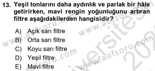 Temel Fotoğrafçılık Dersi 2021 - 2022 Yılı (Final) Dönem Sonu Sınav Soruları 13. Soru