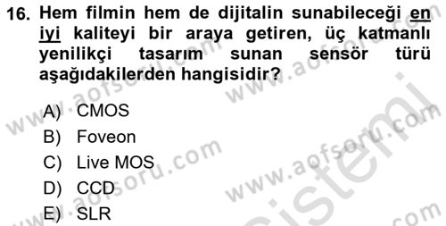 Temel Fotoğrafçılık Dersi 2021 - 2022 Yılı (Final) Dönem Sonu Sınav Soruları 16. Soru