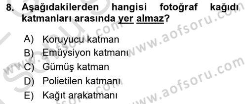 Temel Fotoğrafçılık Dersi 2021 - 2022 Yılı (Final) Dönem Sonu Sınav Soruları 8. Soru