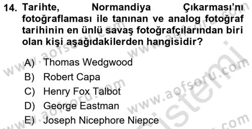 Temel Fotoğrafçılık Dersi 2021 - 2022 Yılı Yaz Okulu Sınav Soruları 14. Soru