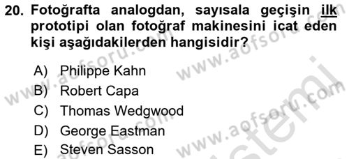 Temel Fotoğrafçılık Dersi 2021 - 2022 Yılı Yaz Okulu Sınav Soruları 20. Soru