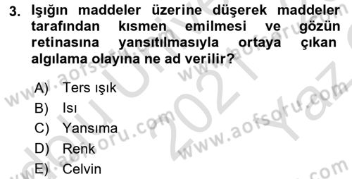 Temel Fotoğrafçılık Dersi 2021 - 2022 Yılı Yaz Okulu Sınav Soruları 3. Soru