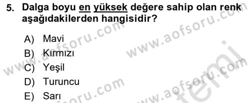 Temel Fotoğrafçılık Dersi 2021 - 2022 Yılı Yaz Okulu Sınav Soruları 5. Soru