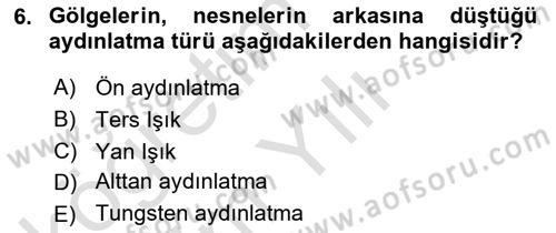 Temel Fotoğrafçılık Dersi 2021 - 2022 Yılı Yaz Okulu Sınav Soruları 6. Soru