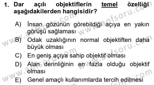 Temel Fotoğrafçılık Dersi 2022 - 2023 Yılı (Vize) Ara Sınav Soruları 1. Soru