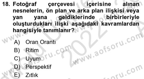 Temel Fotoğrafçılık Dersi 2022 - 2023 Yılı (Vize) Ara Sınav Soruları 18. Soru