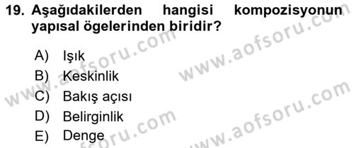Temel Fotoğrafçılık Dersi Ara Sınavı Deneme Sınav Soruları 19. Soru