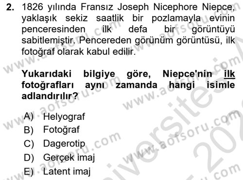 Temel Fotoğrafçılık Dersi Ara Sınavı Deneme Sınav Soruları 2. Soru