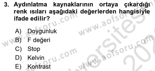 Temel Fotoğrafçılık Dersi 2022 - 2023 Yılı (Final) Dönem Sonu Sınav Soruları 3. Soru