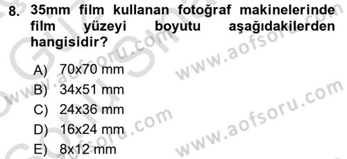 Temel Fotoğrafçılık Dersi 2022 - 2023 Yılı (Final) Dönem Sonu Sınavı 8. Soru