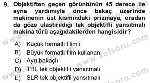 Temel Fotoğrafçılık Dersi 2022 - 2023 Yılı Yaz Okulu Sınav Soruları 9. Soru