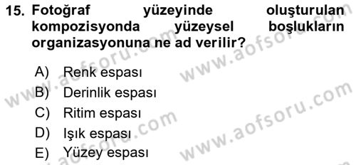 Temel Fotoğrafçılık Dersi 2023 - 2024 Yılı (Vize) Ara Sınav Soruları 15. Soru